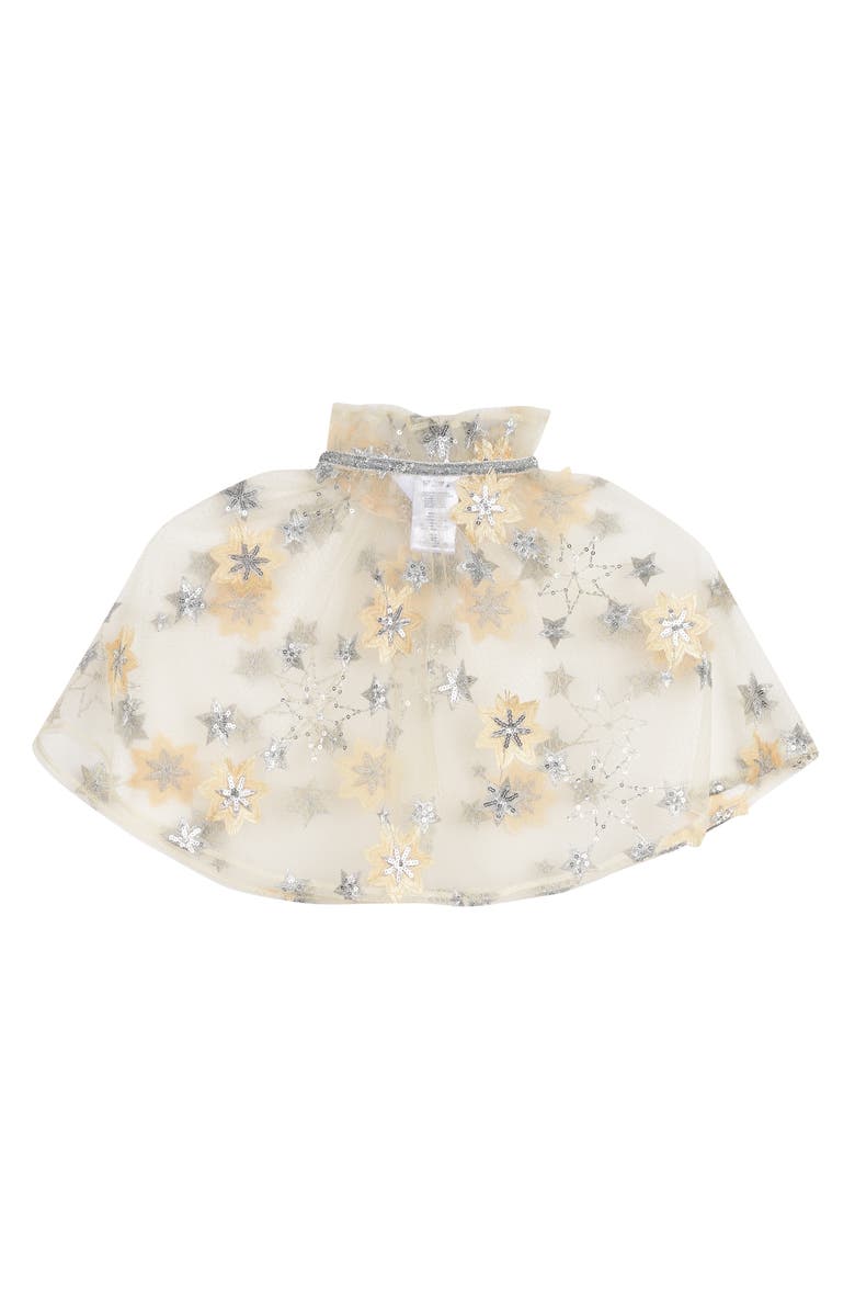 Badgley Mischka Collection Embroidered Mesh Cape, Alternate, color, Yellow