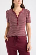 Caslon® Striped Pointelle Henley Tee