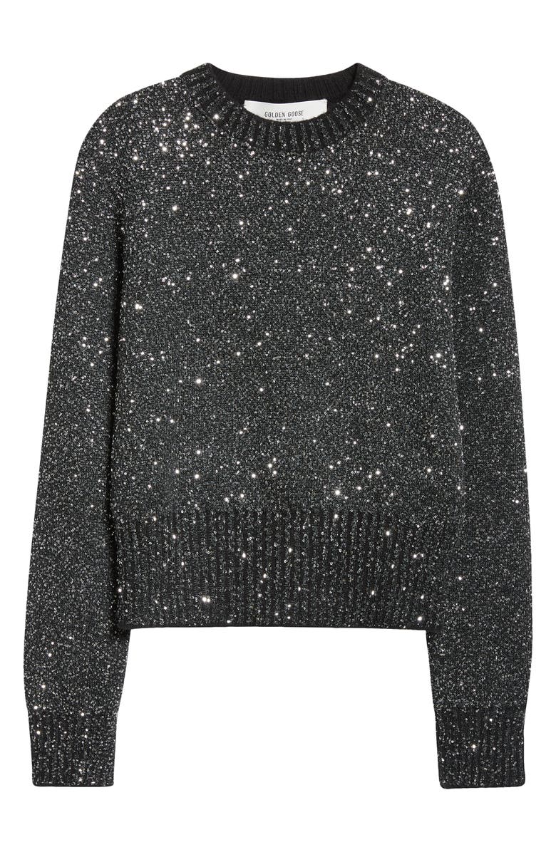 Golden Goose Journey Sequin Crop Crewneck Sweater, Alternate, color, 