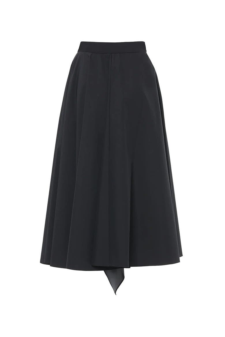 Asymmetric Gathered High-Waist Midi Skirt, Alternate, color, Black