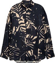 Emporio Armani Palm Print Long Sleeve Button-Up Shirt