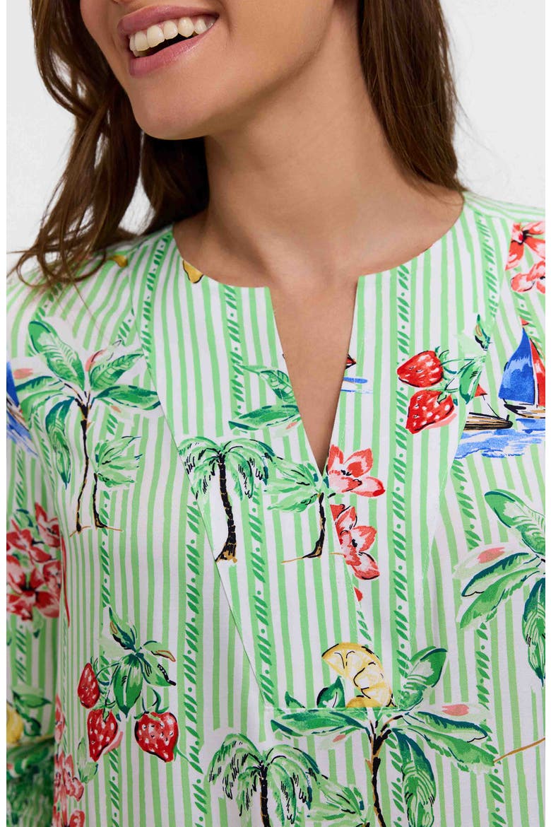 Alicia Resort Stripe Popover Top, Alternate, color, GREEN MULTI