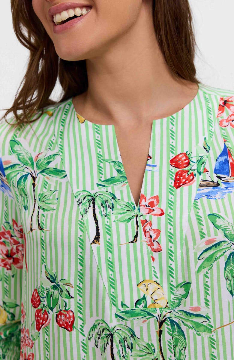 Foxcroft Alicia Resort Stripe Popover Top, Alternate, color, Green Multi