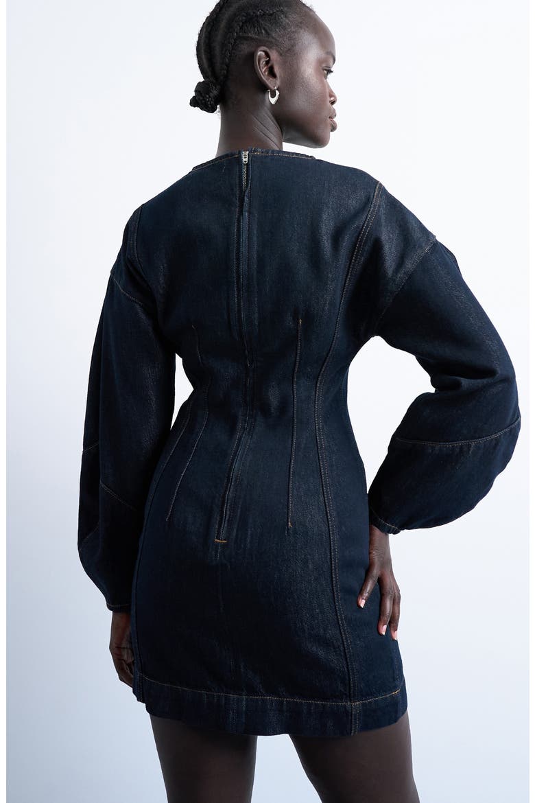 Long Sleeve Denim Minidress, Alternate, color, MEDIUM BLUE