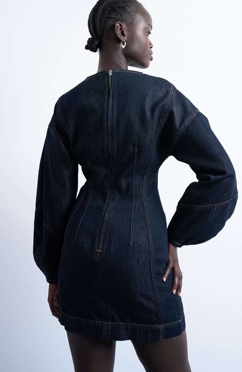 Topshop Long Sleeve Denim Minidress, Alternate, color, Medium Blue