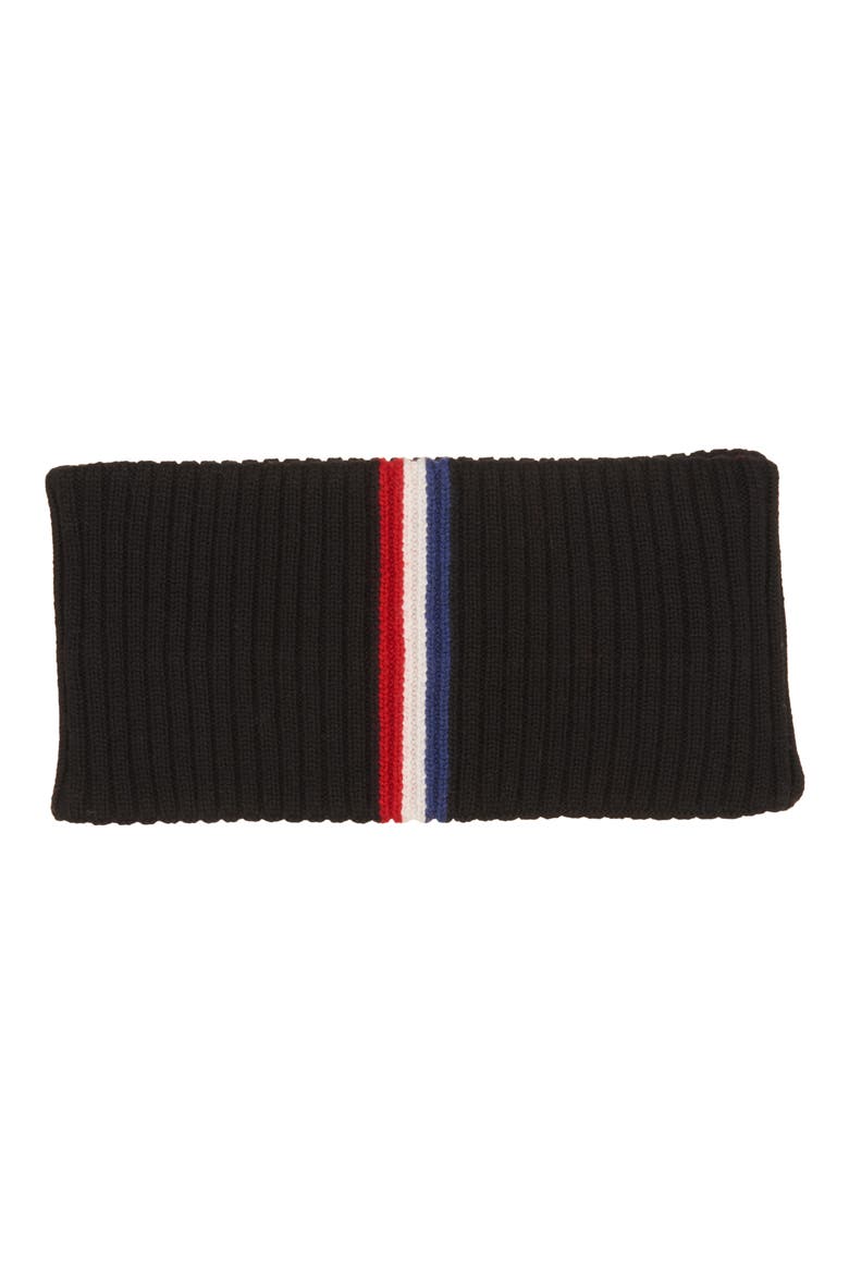 Logo Embroidered Virgin Wool Rib Headband, Alternate, color, BLACK