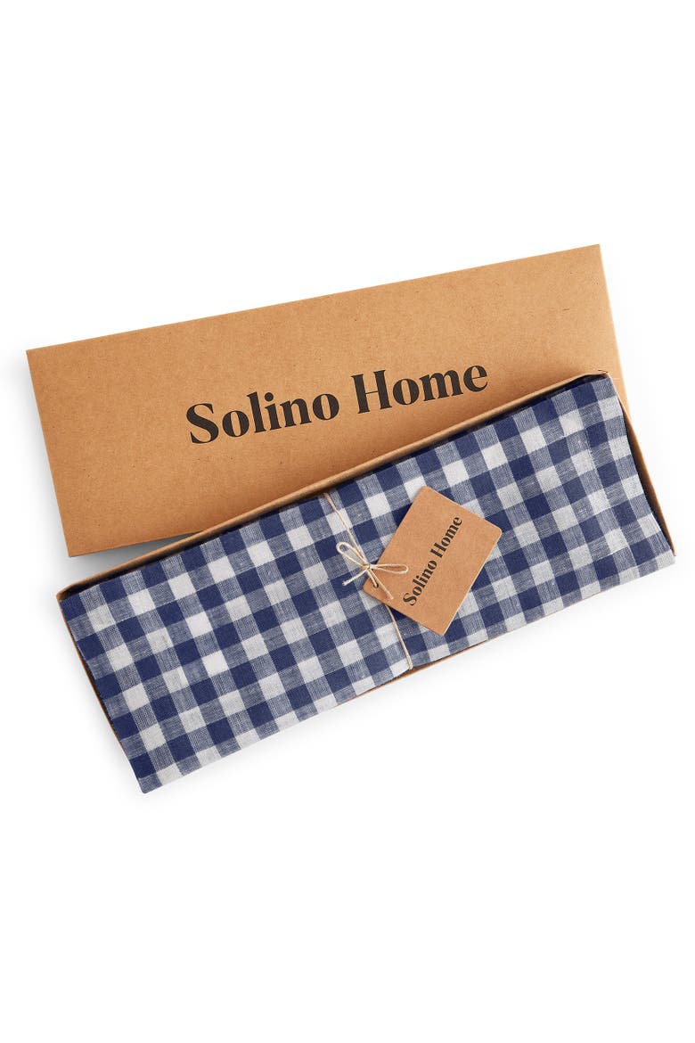 Linen Placemats Set of 4, 14 x 19" - Gingham Check, Alternate, color, Navy