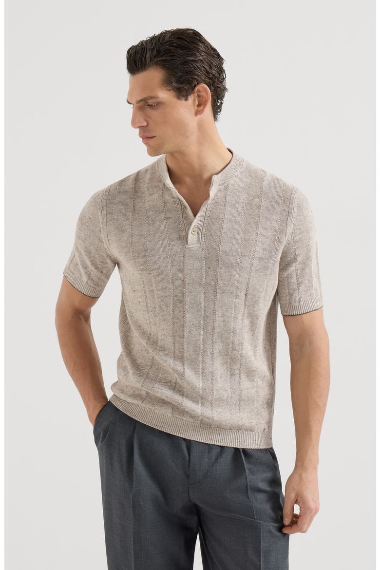 Henley collar T-shirt, Main, color, Sand
