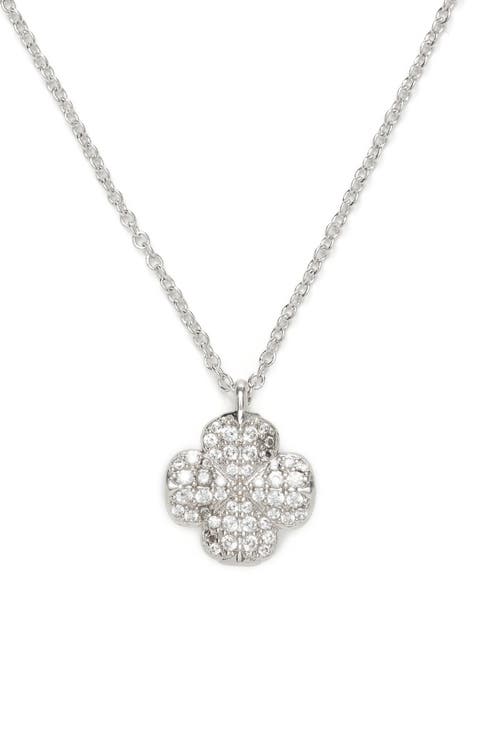 spade flower pavé pendant necklace