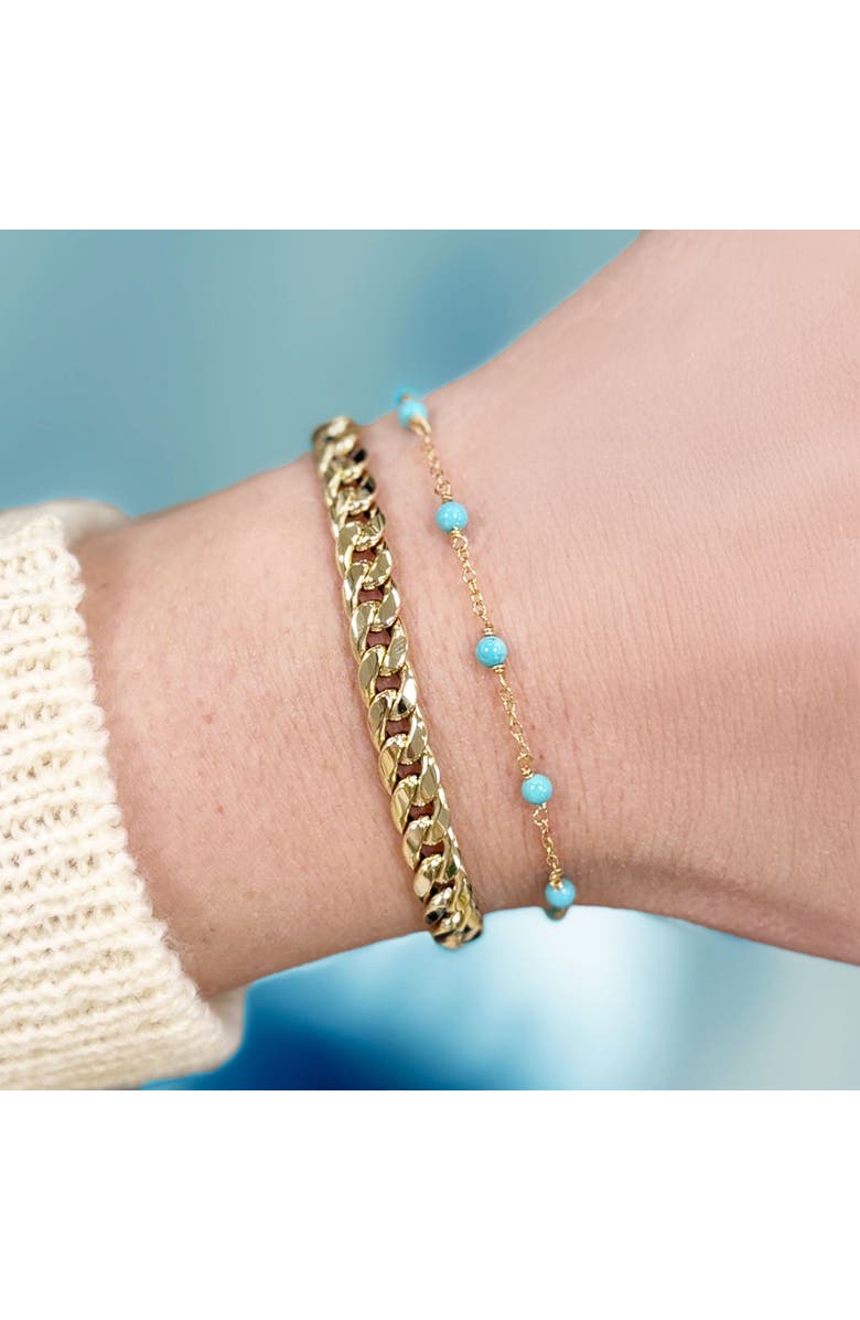The Lovery Fine Jewelry Turquoise Bead Chain Bracelet, Alternate, color, Turquoise
