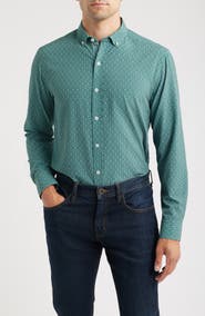 Johnston & Murphy XC+™ Football Print Performance Button-Down Shirt