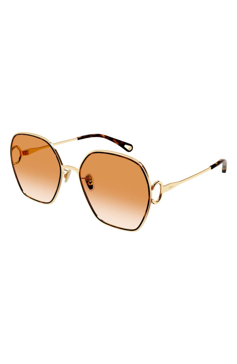 Chloé 58mm Gradient Rectangular Sunglasses, Alternate, color,