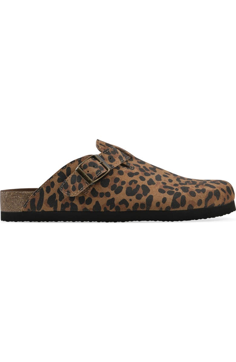 White Mountain Footwear Bari Faux Shearling Footbed Suede Mule, Alternate, color, Brown/ Leopard/ Suede