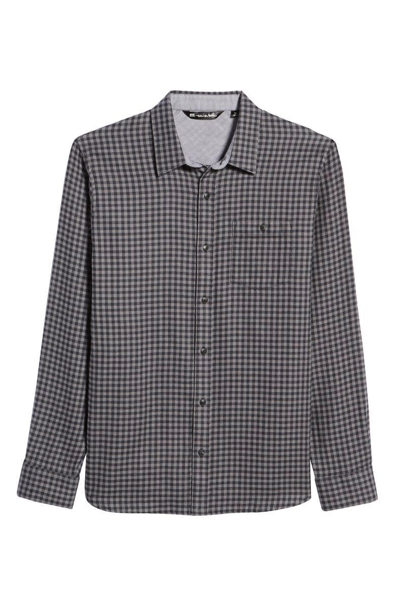 TravisMathew Touch and Go Regular Fit Plaid Cotton Button-Up Shirt, Alternate, color, Black