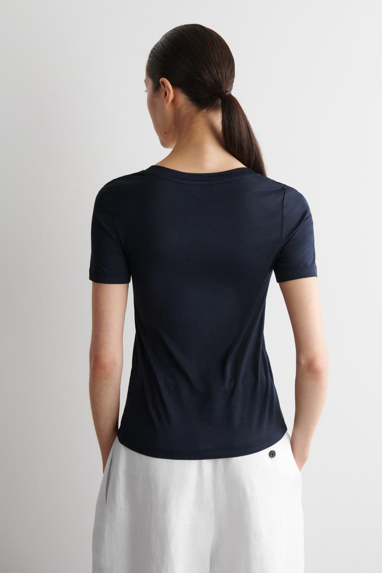 Slim Silk T-Shirt, Alternate, color, NAVY