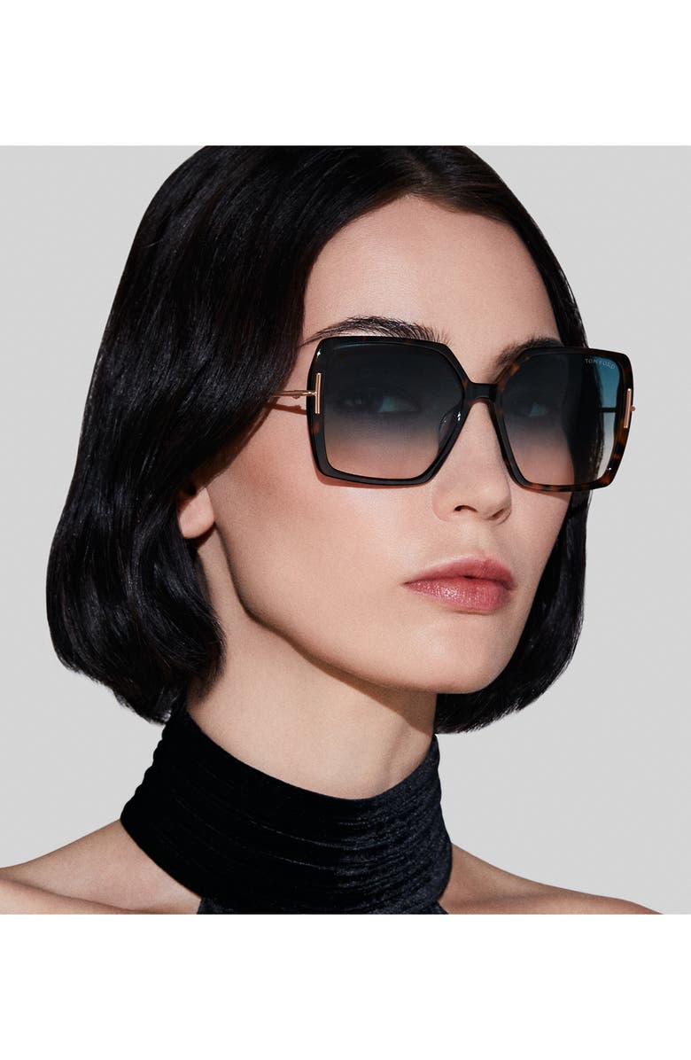 TOM FORD Joanna 59mm Gradient Butterfly Sunglasses, Alternate, color, Vintage Havana / T Logo