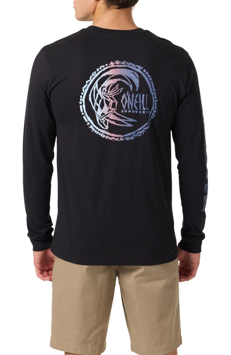 O'Neill Artifact Long Sleeve Cotton Graphic T-Shirt, Alternate, color, Black