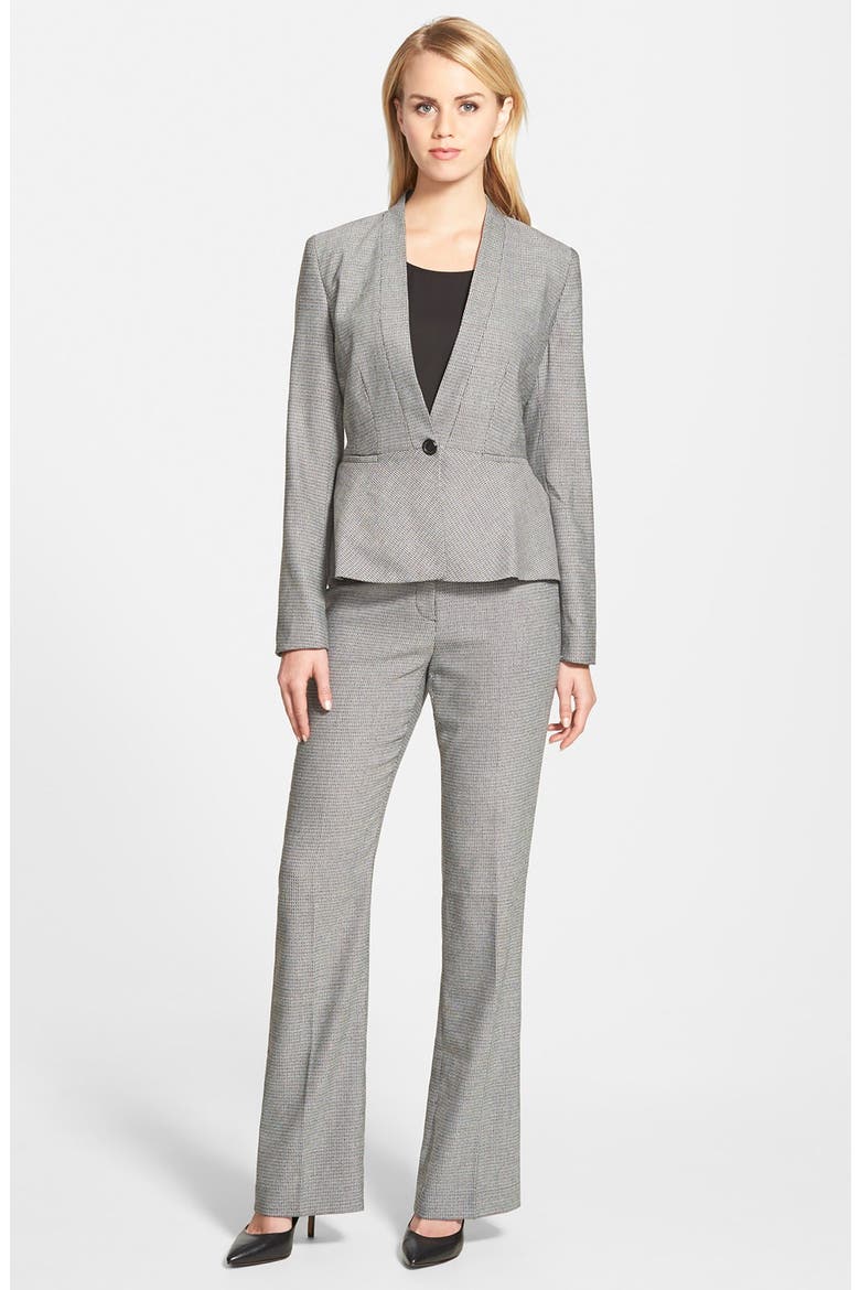 One-Button Peplum Jacket, Alternate, color, BLACK- CREAM PATTERN