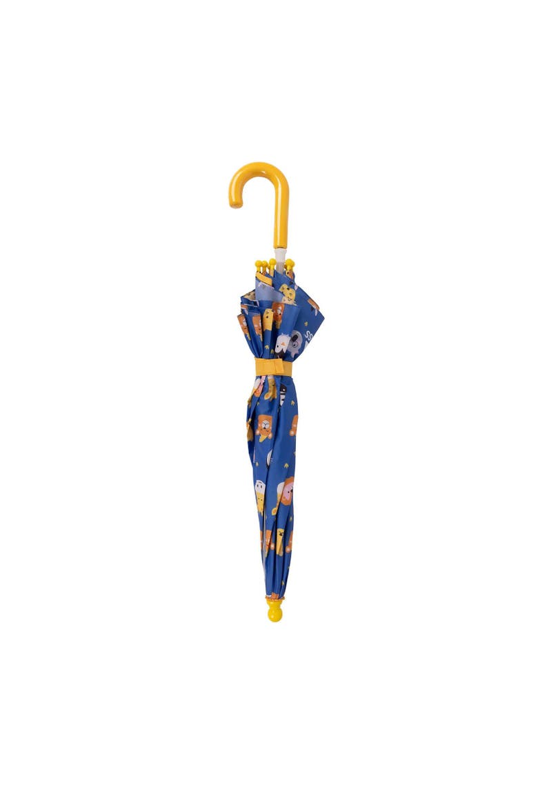 Childrens/kids Drizzle Animal Print Stick Umbrella, Alternate, color, Blue  Yellow