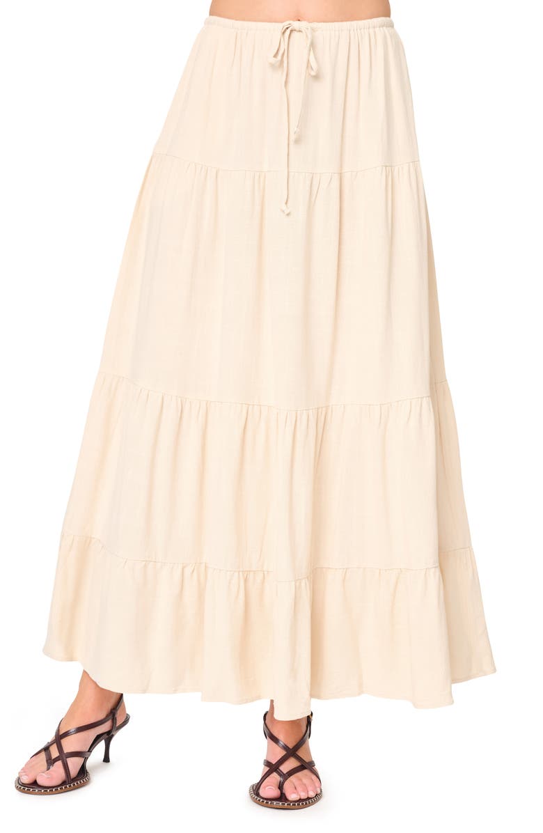 GIBSONLOOK Tiered Maxi Skirt, Main, color, Natural