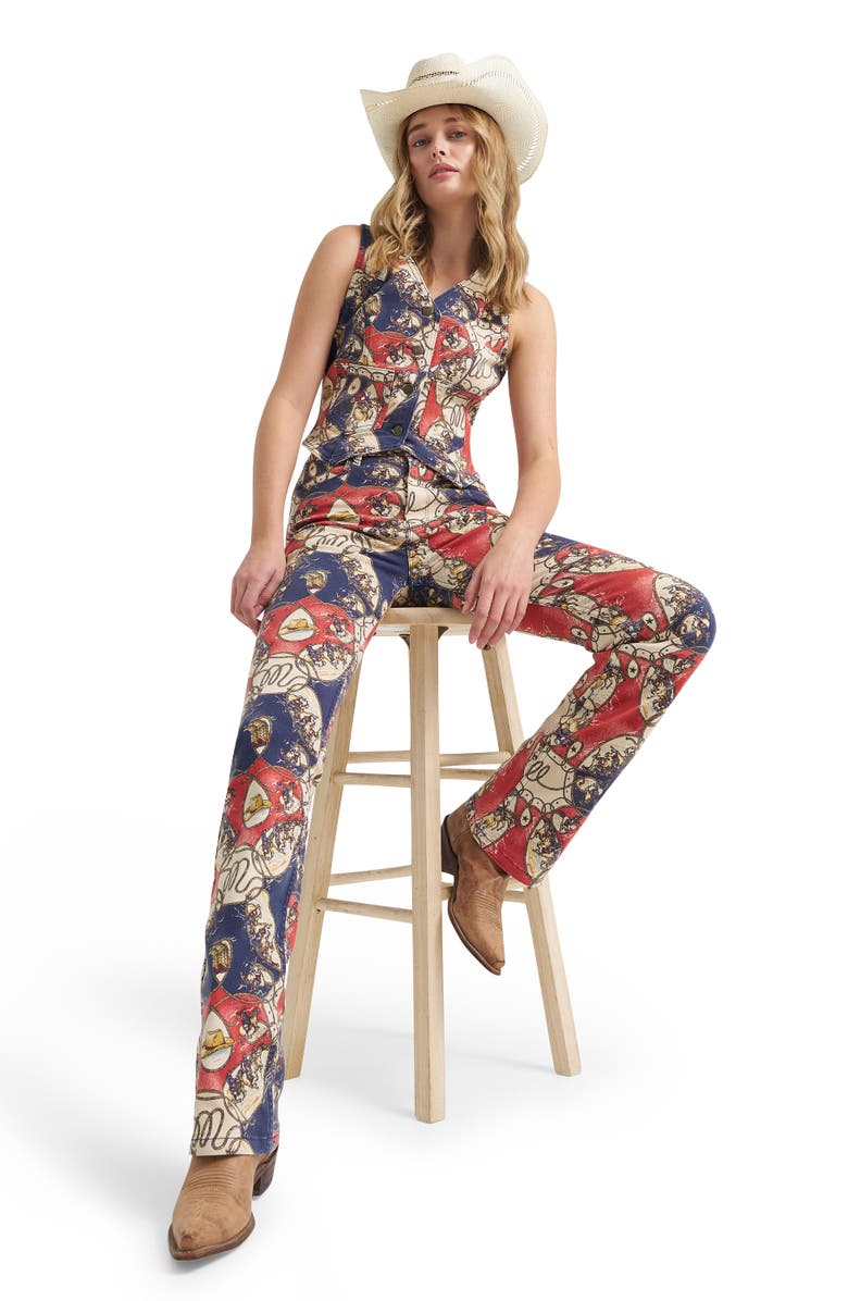 Wrangler Rodeo Print High Waist Bootcut Jeans, Alternate, color, Rodeo Roundup