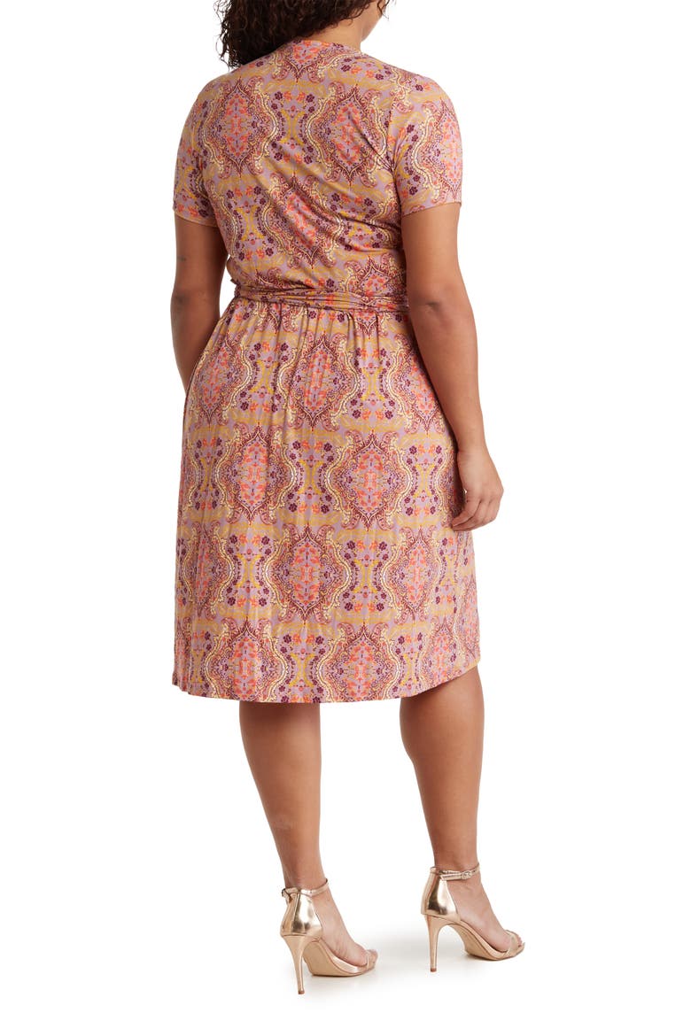Printed Jersey Wrap Dress, Alternate, color, PINK