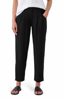 Eileen Fisher Tapered Leg Silk Crepe Ankle Pants