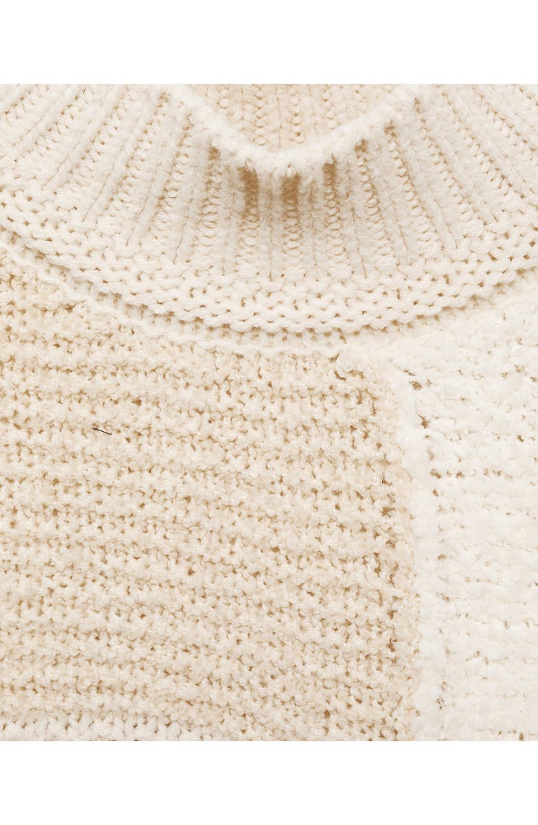 MANGO Patchwork Mock Neck Sweater, Alternate, color, 