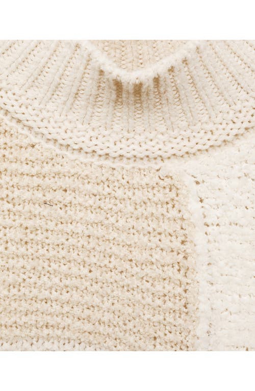 Mango Layered Rib Zip Sweater In Ecru