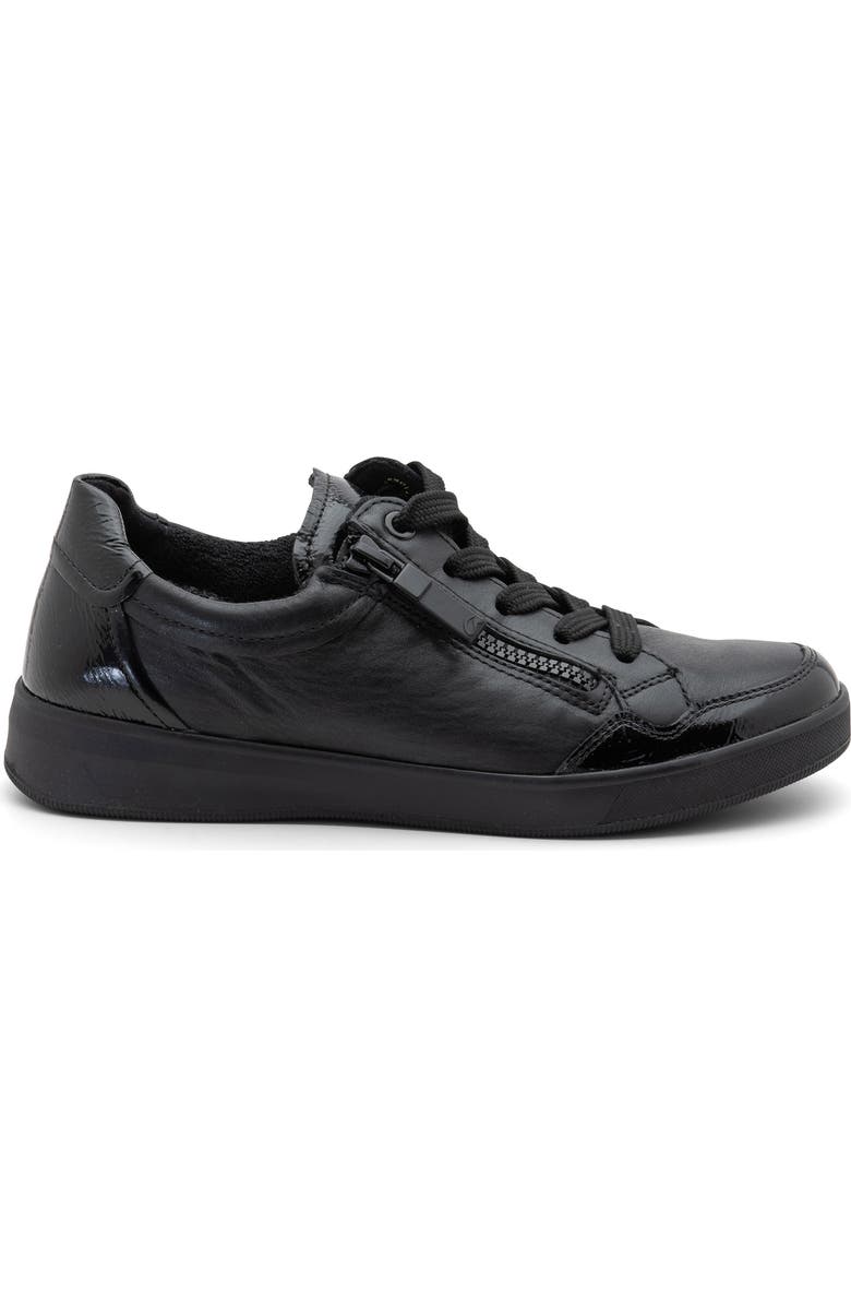 ara Rei Low II Zip Sneaker, Alternate, color, Black Leather