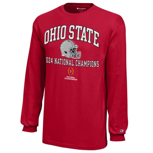 CHAMPION YOUTH CHAMPION  SCARLET OHIO STATE BUCKEYES COLLEGE FOOTBALL PLAYOFF 2024 NATIONAL CHAMPIONS LONG SL