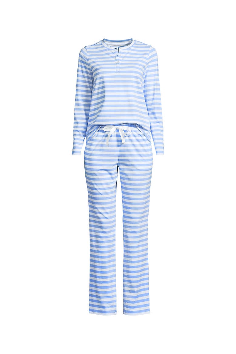 Knit 2 Piece Pajama Set - Long Sleeve Top and Pants, Alternate, color, Clear Blue Sky Even Stripe