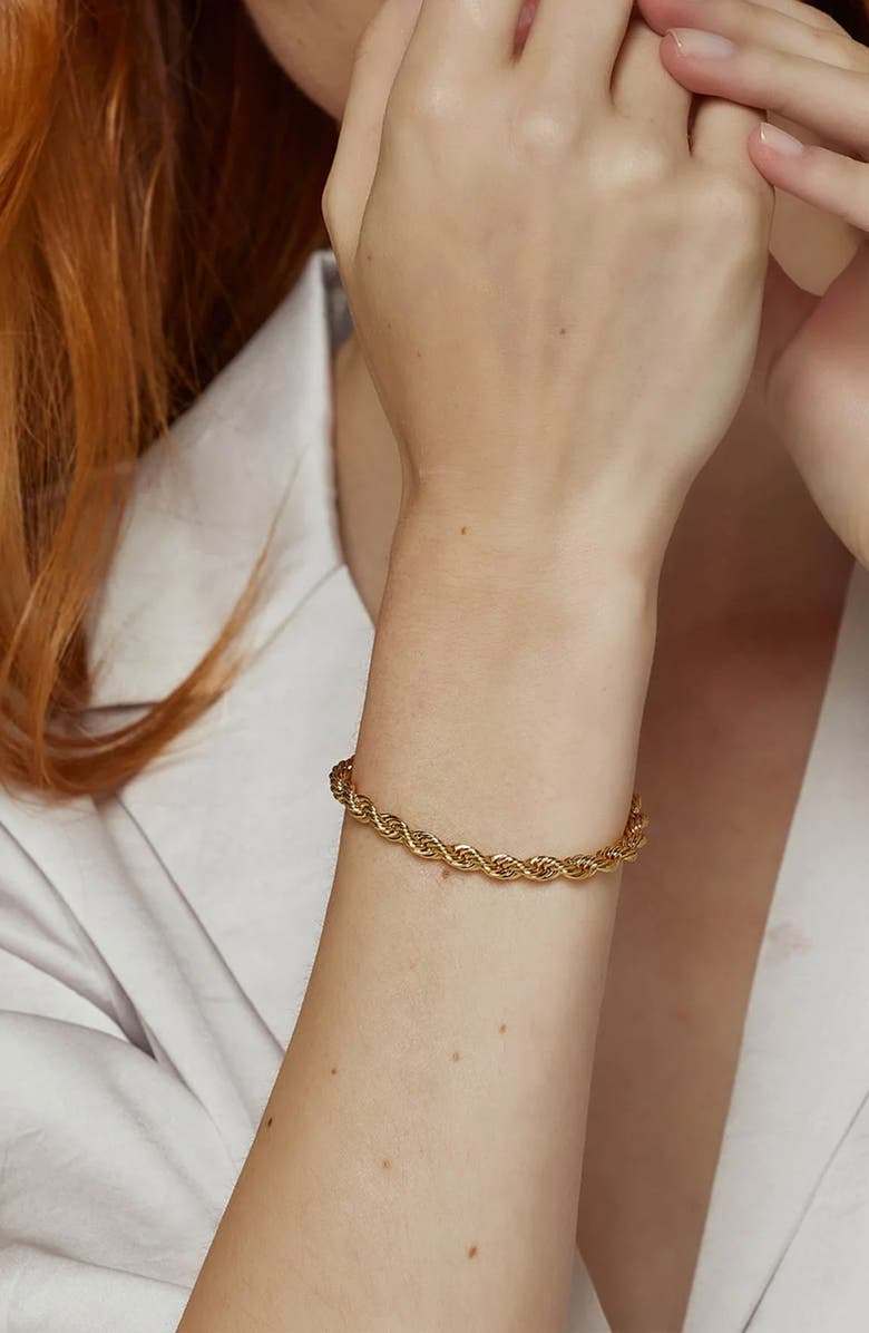 Bearfruit Jewelry 14k Gold Plated Intertwined Bracelet Dainty Minimalist Trendy, Alternate, color, Gold