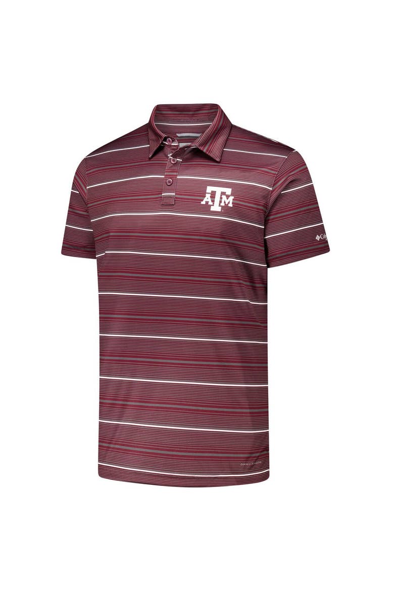Men's Columbia Maroon Texas A&M Aggies PFG Super Terminal Tackle™ Omni-Shade™ Stripe Polo, Alternate, color, Maroon