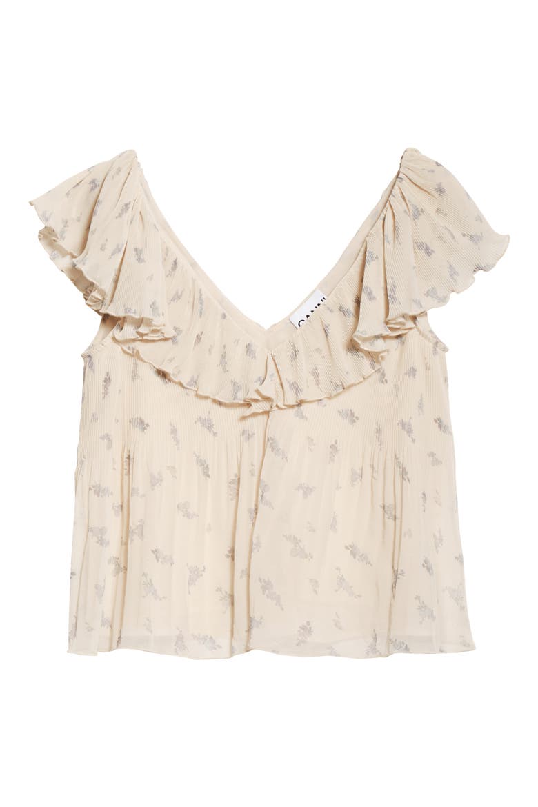 Floral Pleated Georgette Blouse, Alternate, color, EGRET 135