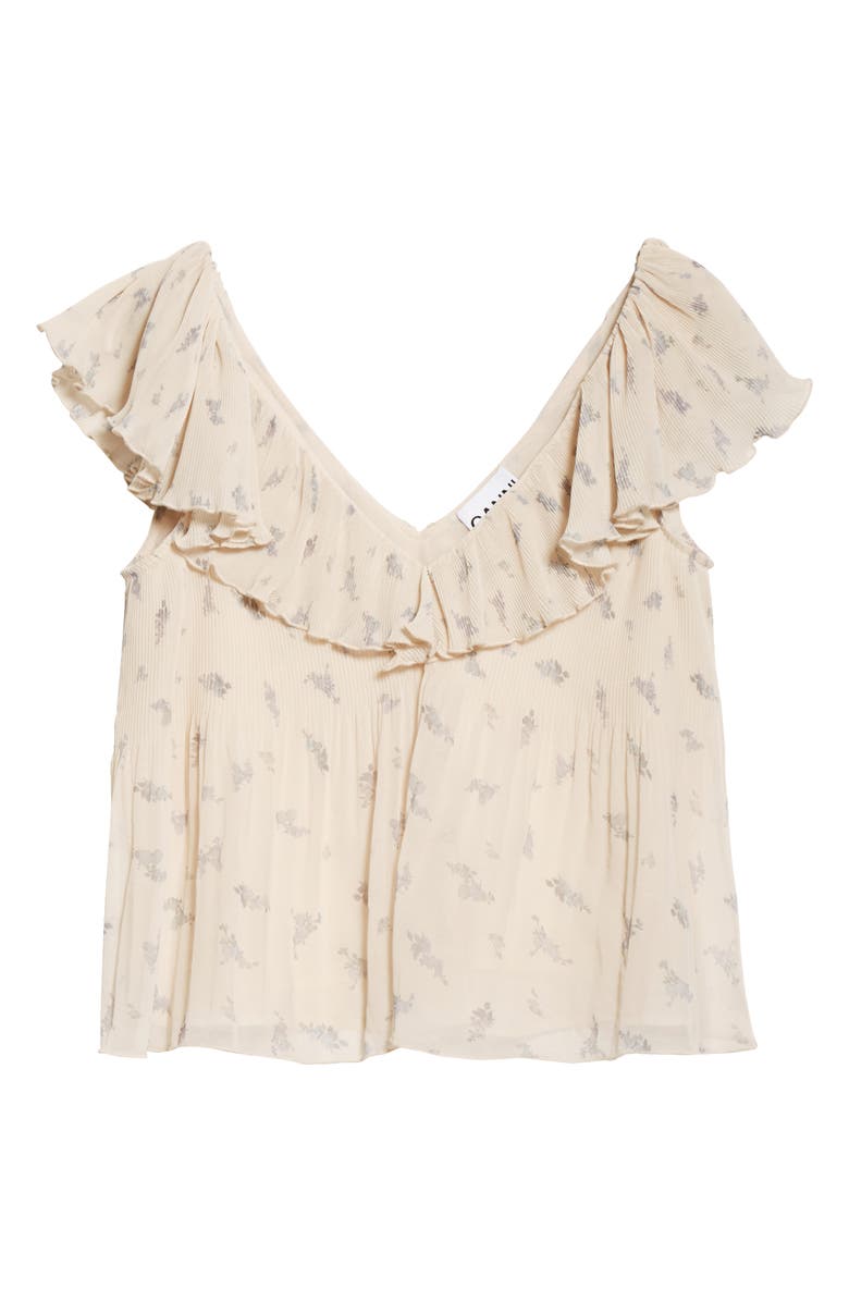 Ganni Floral Pleated Georgette Blouse, Alternate, color,