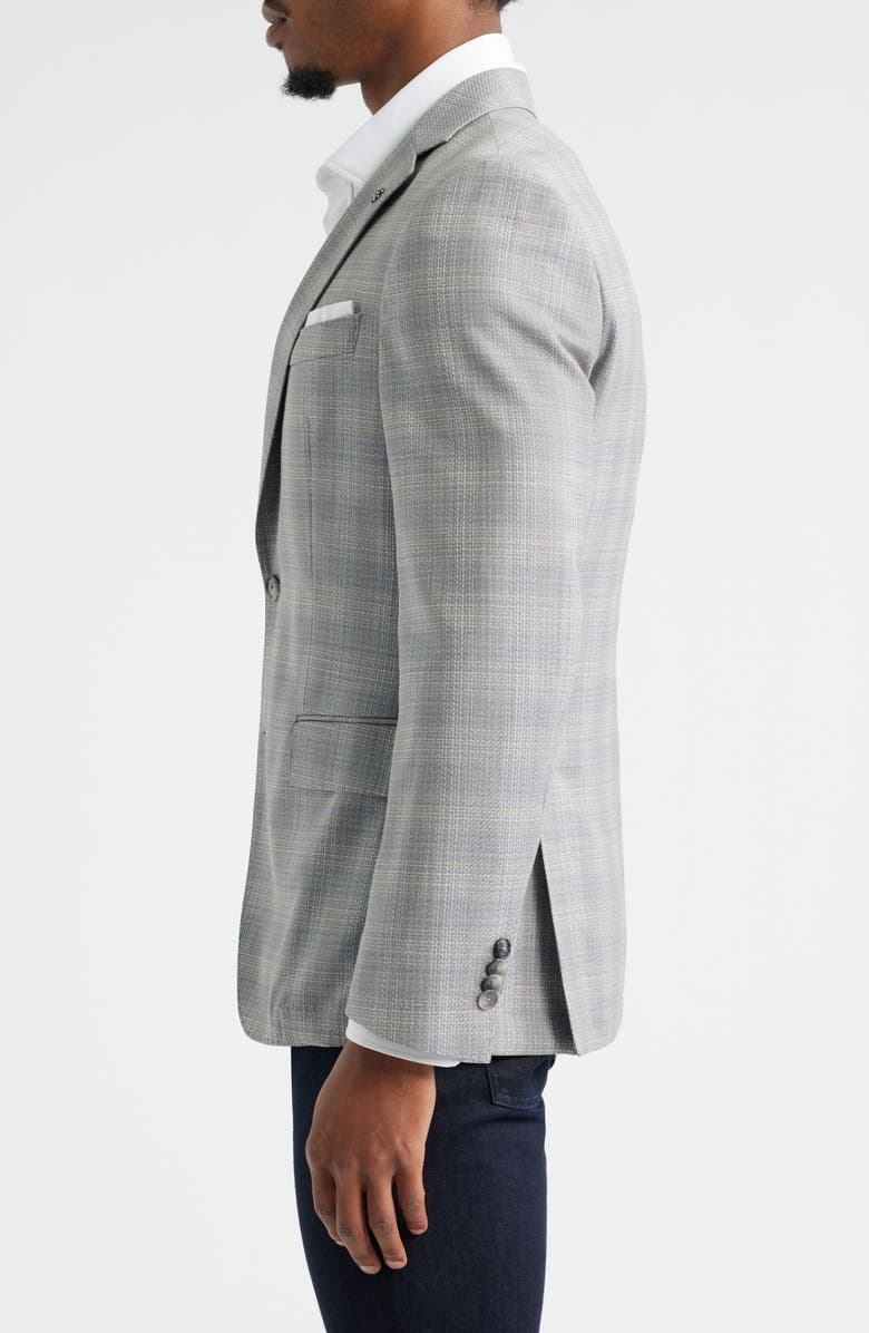 BOSS Hutson Plaid Virgin Wool Sport Coat, Alternate, color, Silver