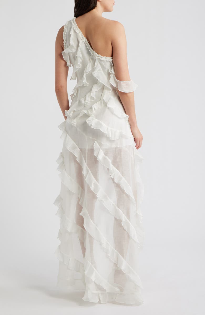 Sonya Moda Barbados Linen & Silk One-Shoulder Dress, Alternate, color, White