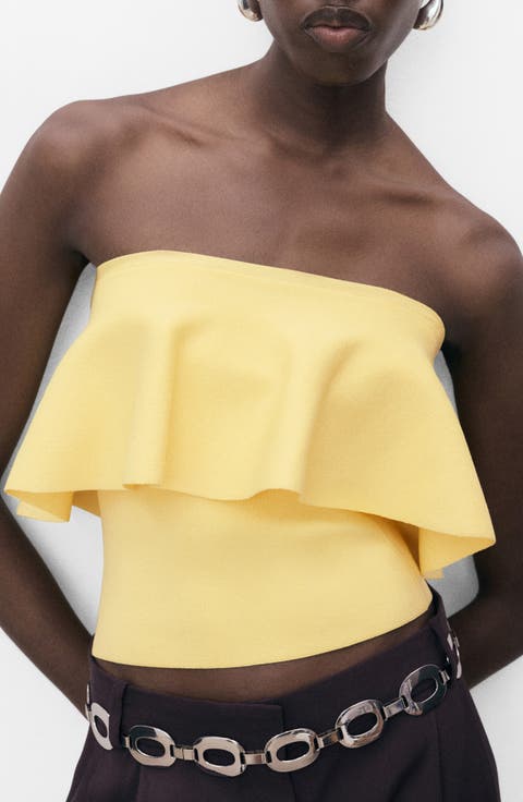 Ruffle Strapless Crop Top