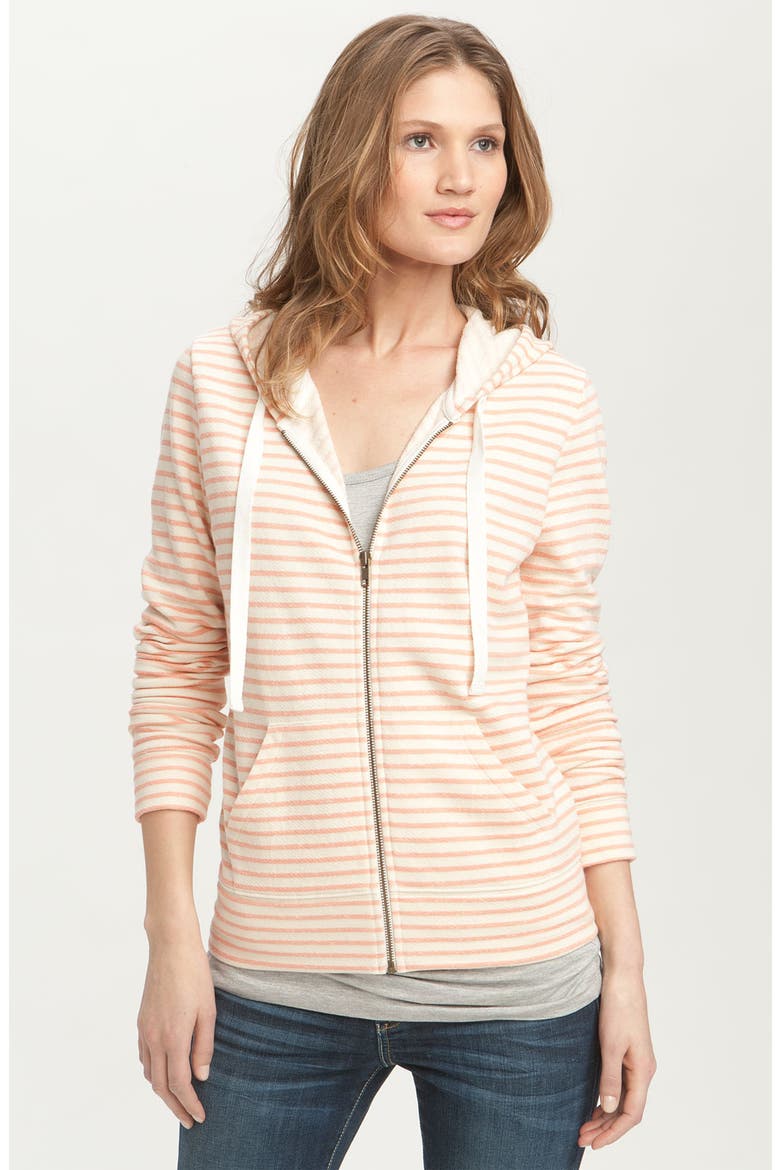 French Terry Hoodie, Main, color, CORAL HAZE STRIPE