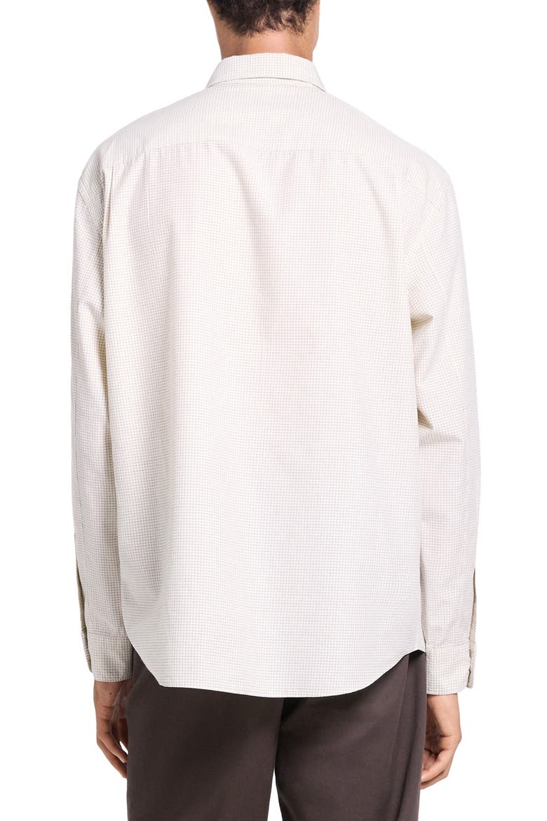 Weekend Microcheck Cotton Blend Button-Up Shirt, Alternate, color, OAT MILK MULTI