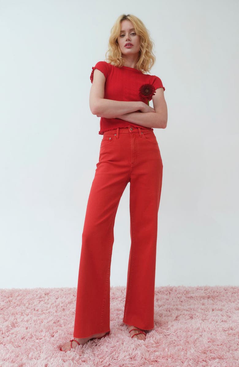 DAZE Far Out High Waist Wide Leg Jeans, Alternate, color, Cherry