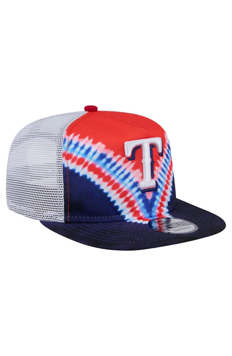 New Era Men's New Era Texas Rangers Tie-Dye Golfer Trucker Adjustable Hat, Alternate, color, Dark Blue