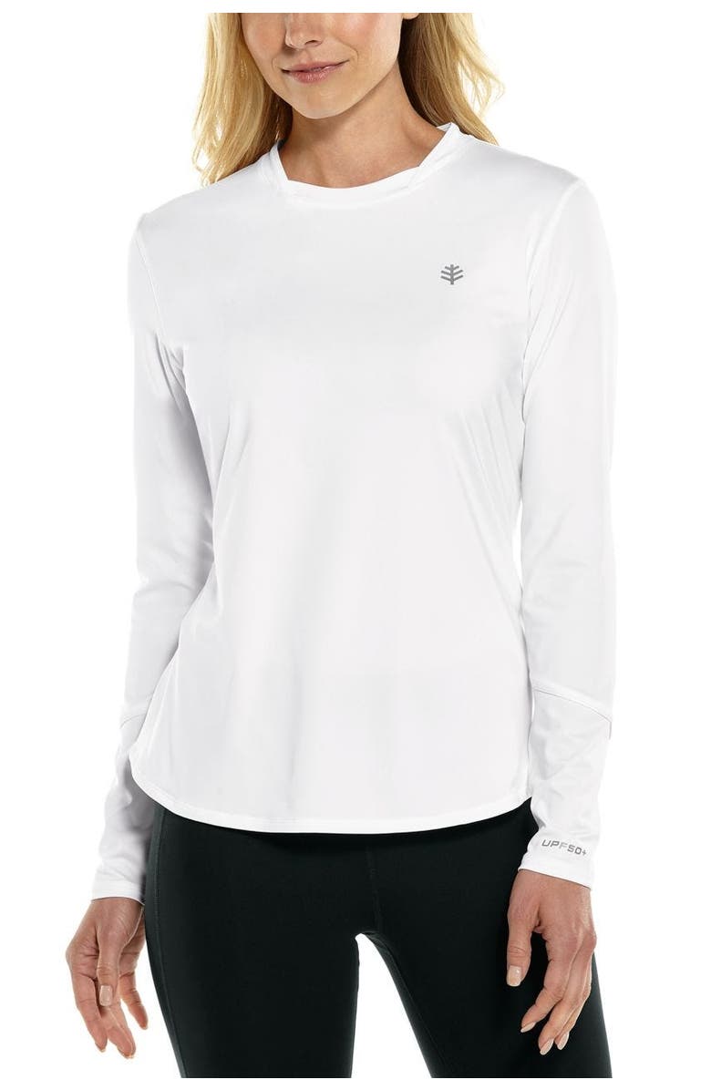 Coolibar Women's Long Sleeve T-Shirt - UPF 50+ Sun Protection - Match Point, Main, color, White