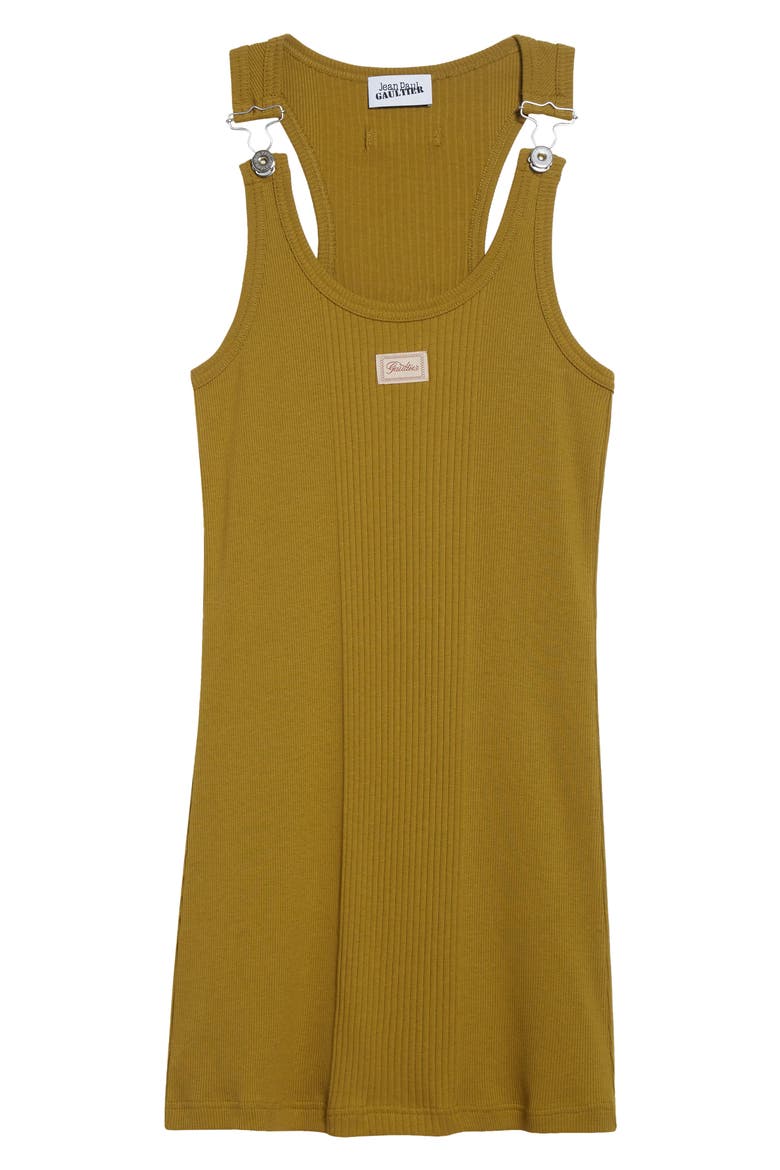 Buckle Strap Rib Cotton Minidress, Alternate, color, GREEN