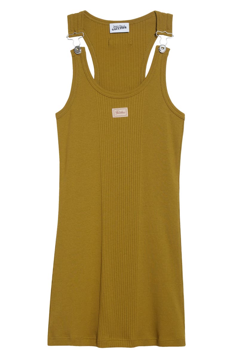 Jean Paul Gaultier Buckle Strap Rib Cotton Minidress, Main, color, Green