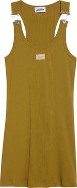 Jean Paul Gaultier Buckle Strap Rib Cotton Minidress