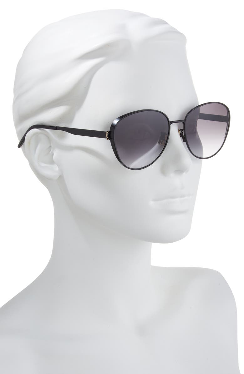 Saint Laurent 59mm Round Sunglasses, Alternate, color, Black Black Grey