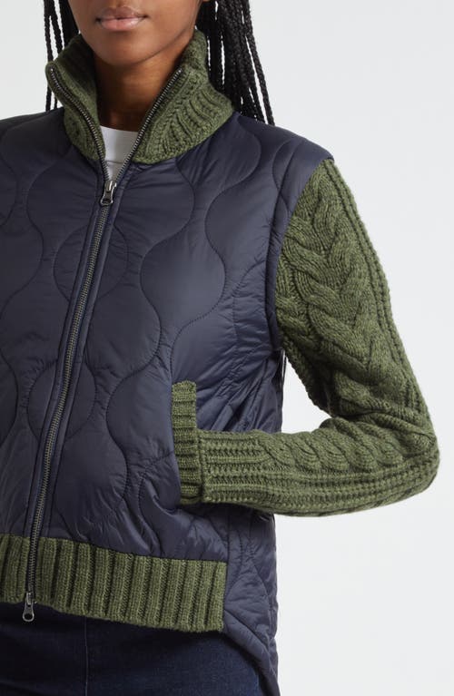 Veronica Beard Patra Quilted Mixed Media Wool Blend Jacket In Blue