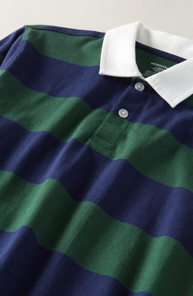 Nordstrom Kids' Stripe Rugby Shirt, Alternate, color, Green P - Navy Topher Stripe